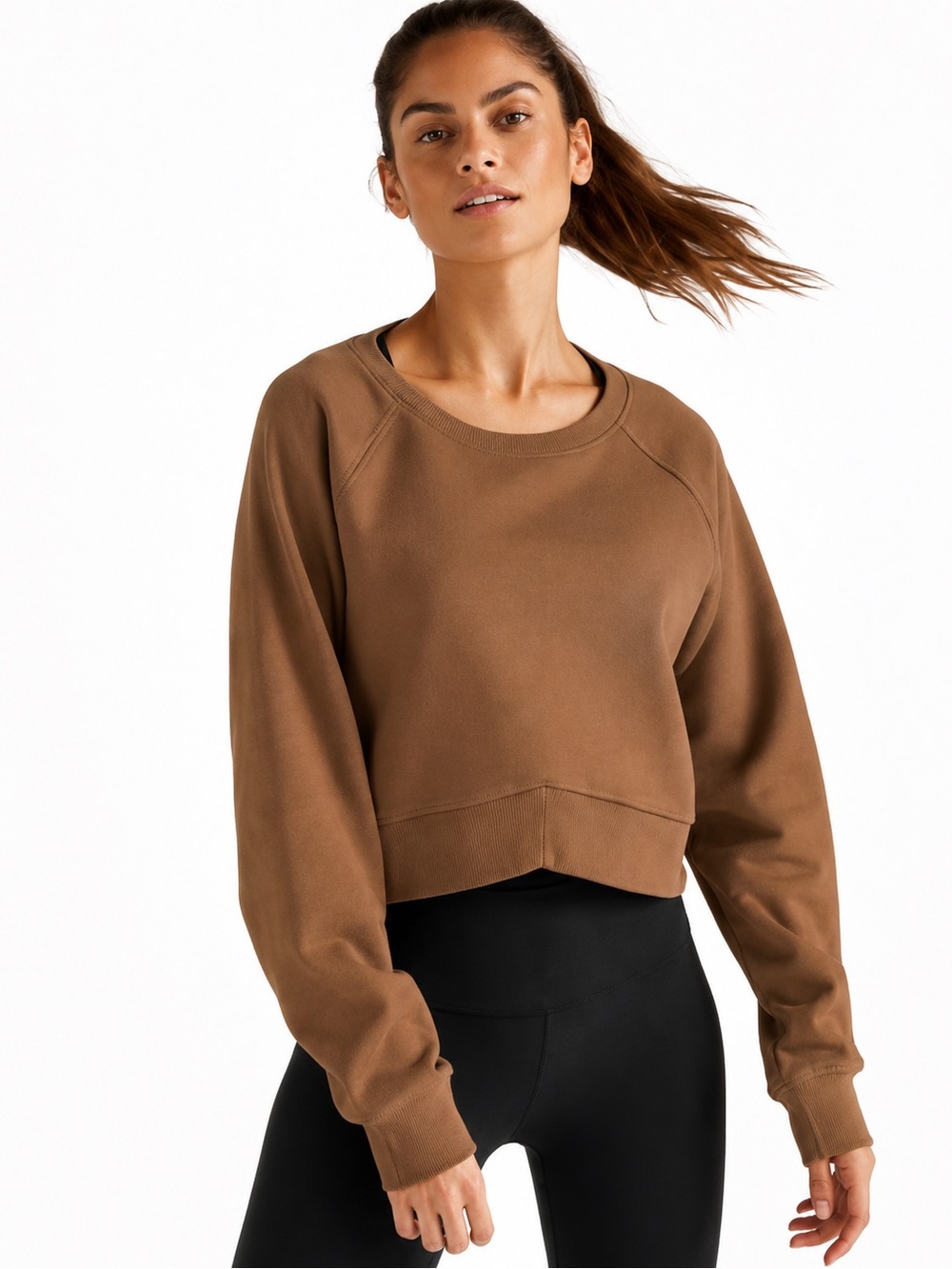 Beyond Yoga Uplift Cropped Sweatshirt 0946 raglan brown raglan crewneck cotton